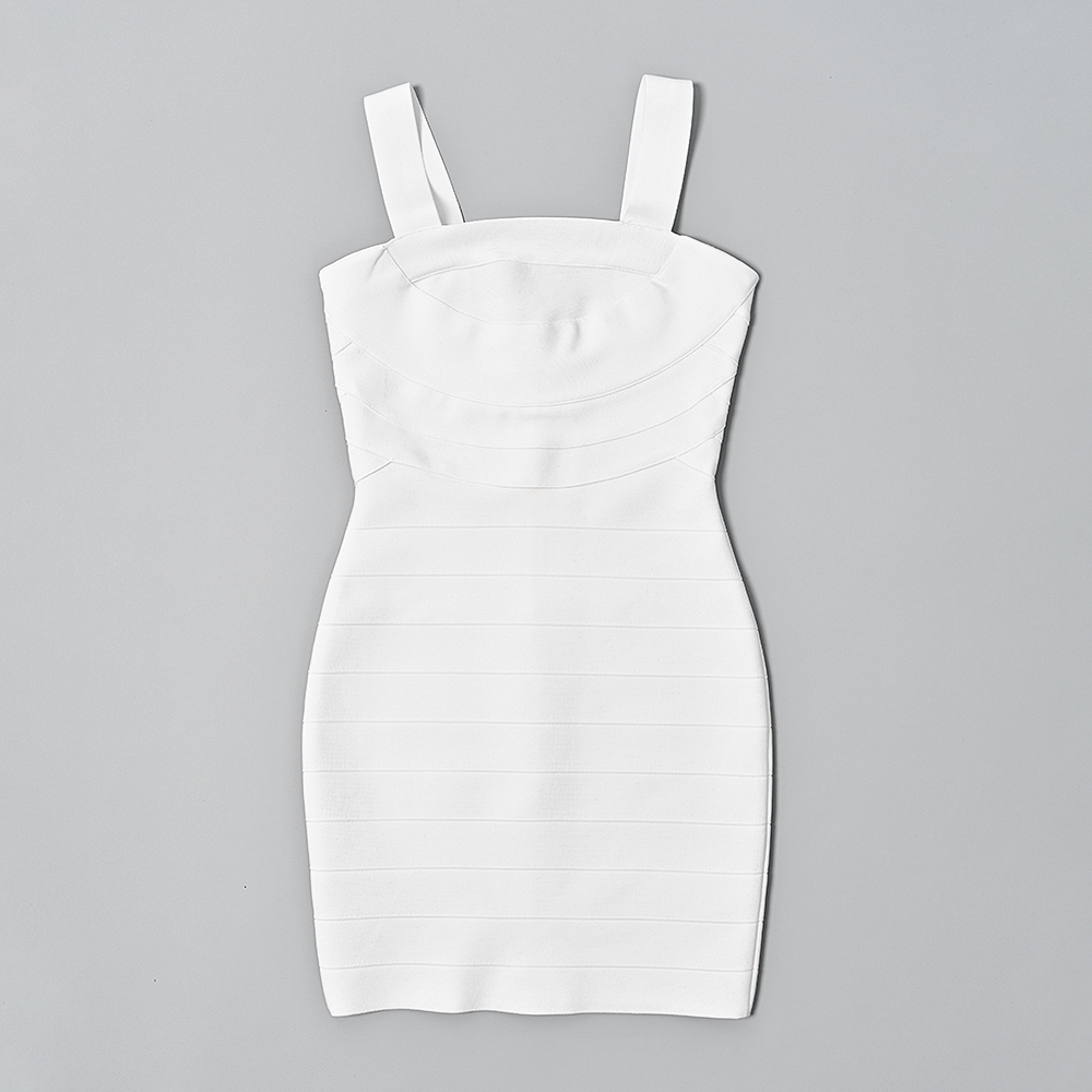 BEAUKEY 2024 Summer Pure White Vintage Bandage Dress Mini Spaghetti Classic Slash Bustier Birthday Dress Office Lady Vestidos 