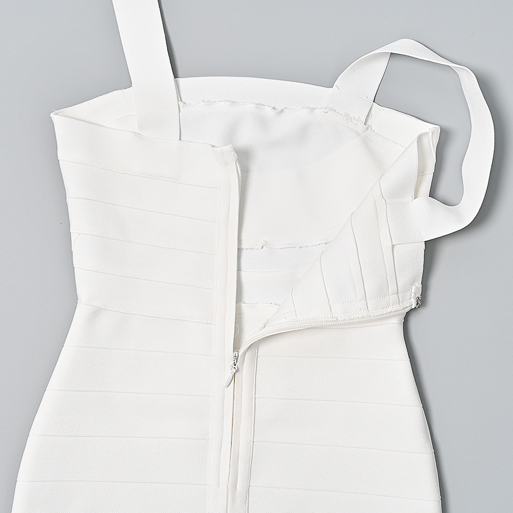 BEAUKEY 2024 Summer Pure White Vintage Bandage Dress Mini Spaghetti Classic Slash Bustier Birthday Dress Office Lady Vestidos 