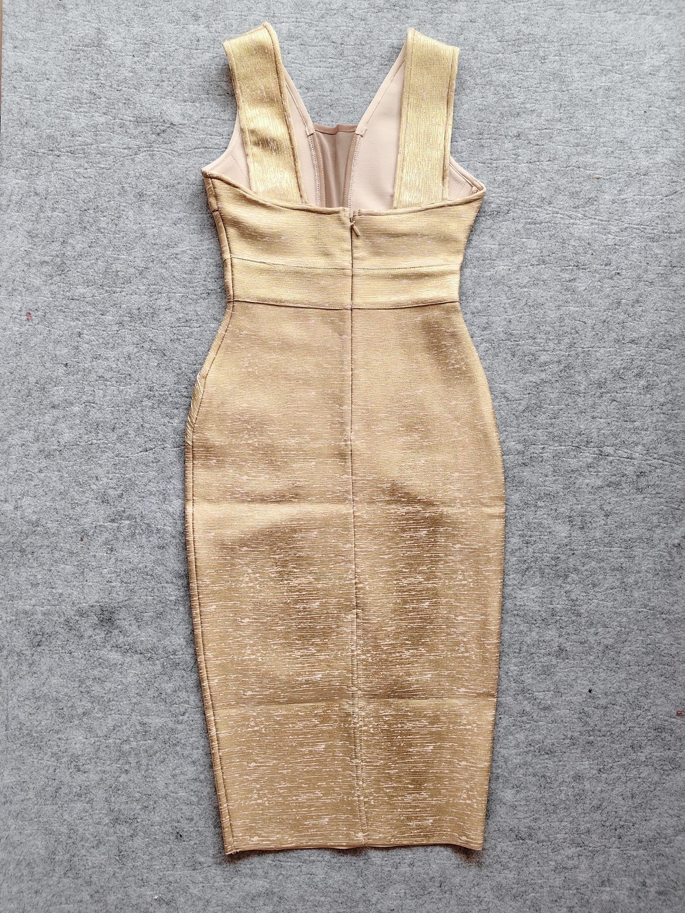 BEAUKEY Quality Gold Metallic Bandage Long Evening Dress Women 2023 Winter Split Luxury Mesh Dress Bodycon Perspective Vestidos 