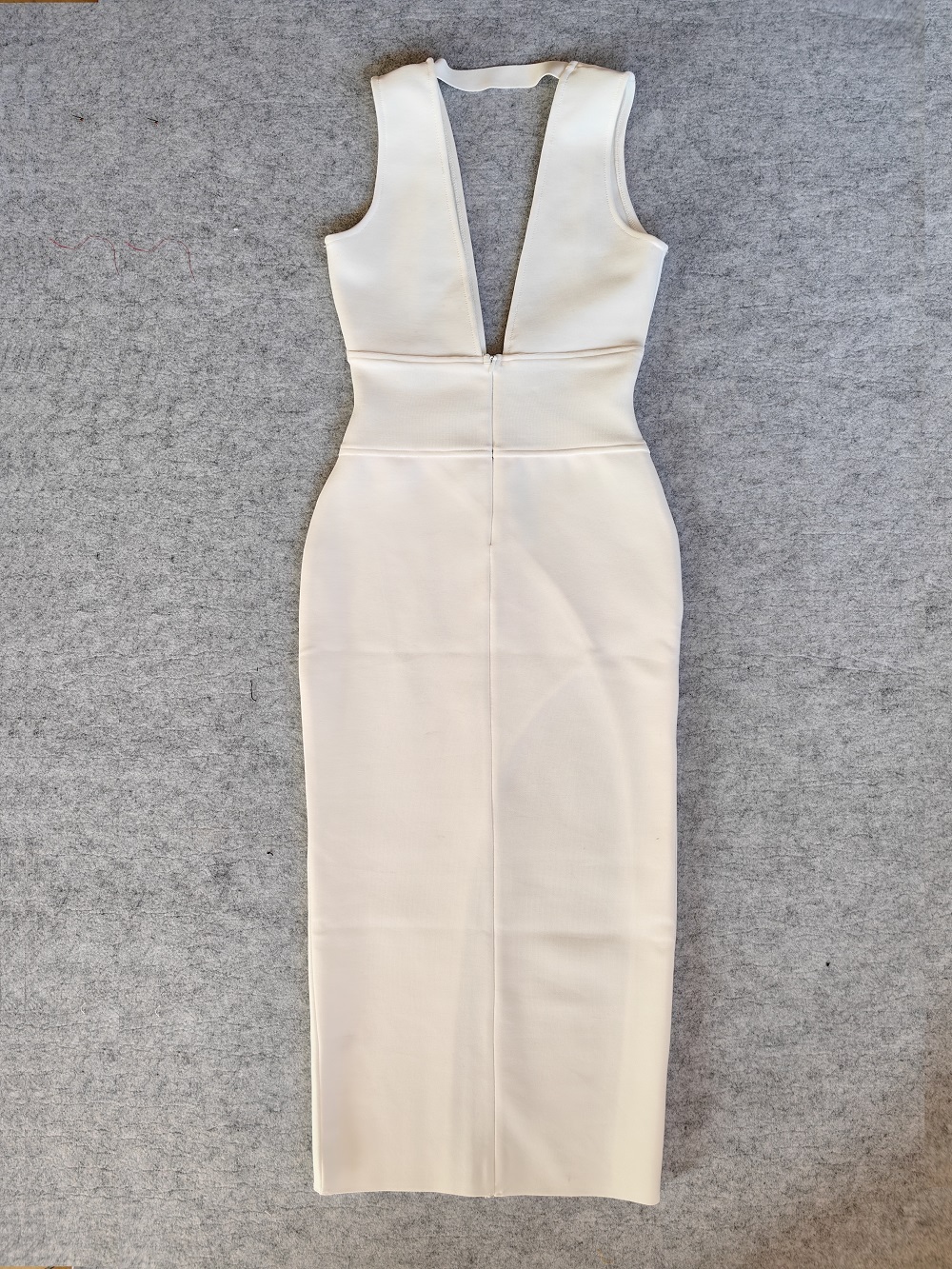 Sexy Plunge V High Fork Quality Evening White Bandage Dress Wedding Women Midi Winter Birthday Dress Bodycon Vestidos 