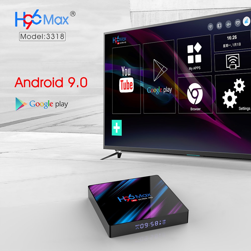 H96 MAX RK3318 Boîte de TÉLÉVISION Intelligente Android 10 4G 64GB 4GB 32GB Android 9.0 4K Youtube lecteur Multimédia H96MAX TVBOX décodeur 2GB16GB 