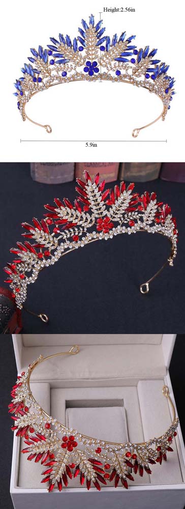 Elegant Crystal Bridal Hair Tiaras With Red Diamonds  Elegant wedding crystal bridal hair tiaras and crowns rose gold