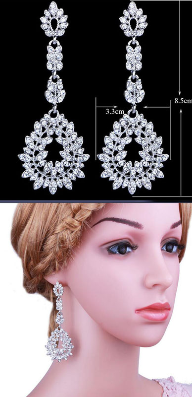 Hot Selling Classic Crystal Bridal Earrings In Heart Shaped With Diamonds Hot Selling Classic Crystal Bridal Earrings Fashion Earrings For Women
