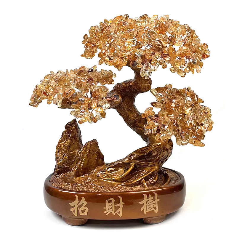 Natural Crystal Trees Gemstone Bonsai for Wealth,Good Luck Natural Crystal Trees with Resin Bases