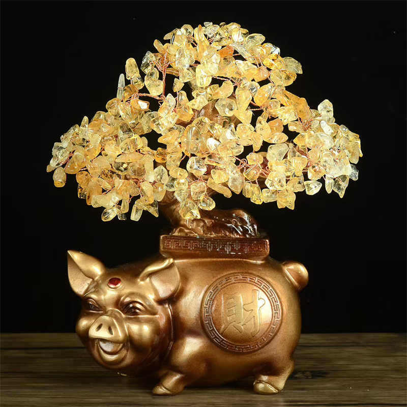 Natural Crystal Trees Gemstone Bonsai for Wealth,Good Luck Natural Crystal Trees with Resin Bases