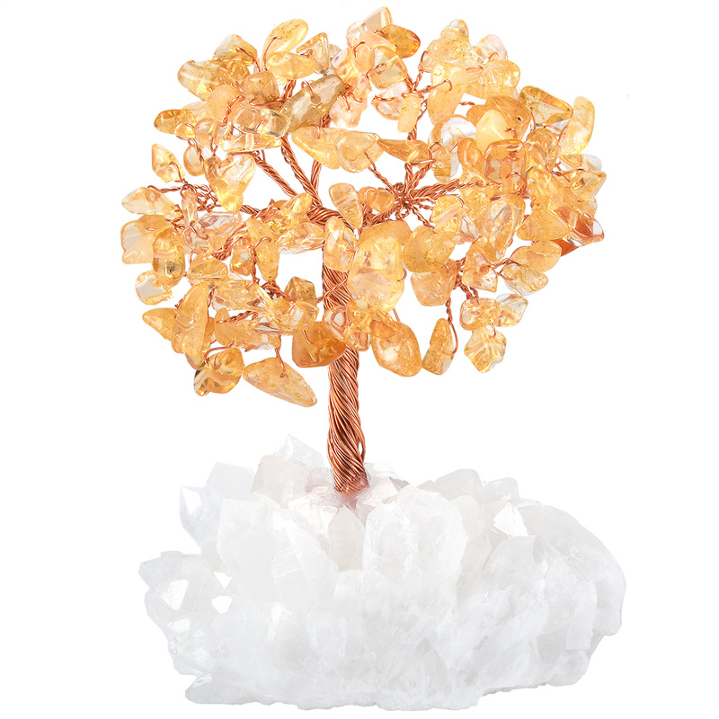 Genuine Gemstone Trees with Quartz Cluster Bases Gemstone Trees with Quartz Cluster Bases