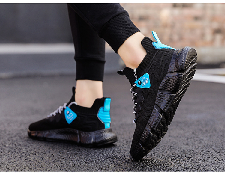 Spring and summer men's casual sneakers breathable flying woven shoes casual running trendy shoes