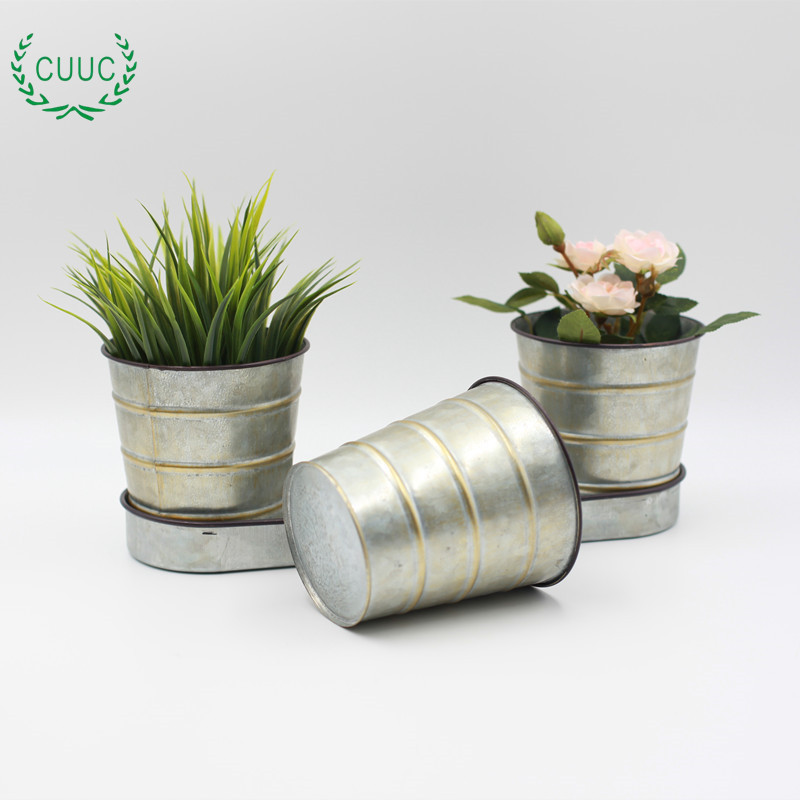 CUUC Garden Planter Metal Flower Pot Tin Plant Pot Zinc Garden