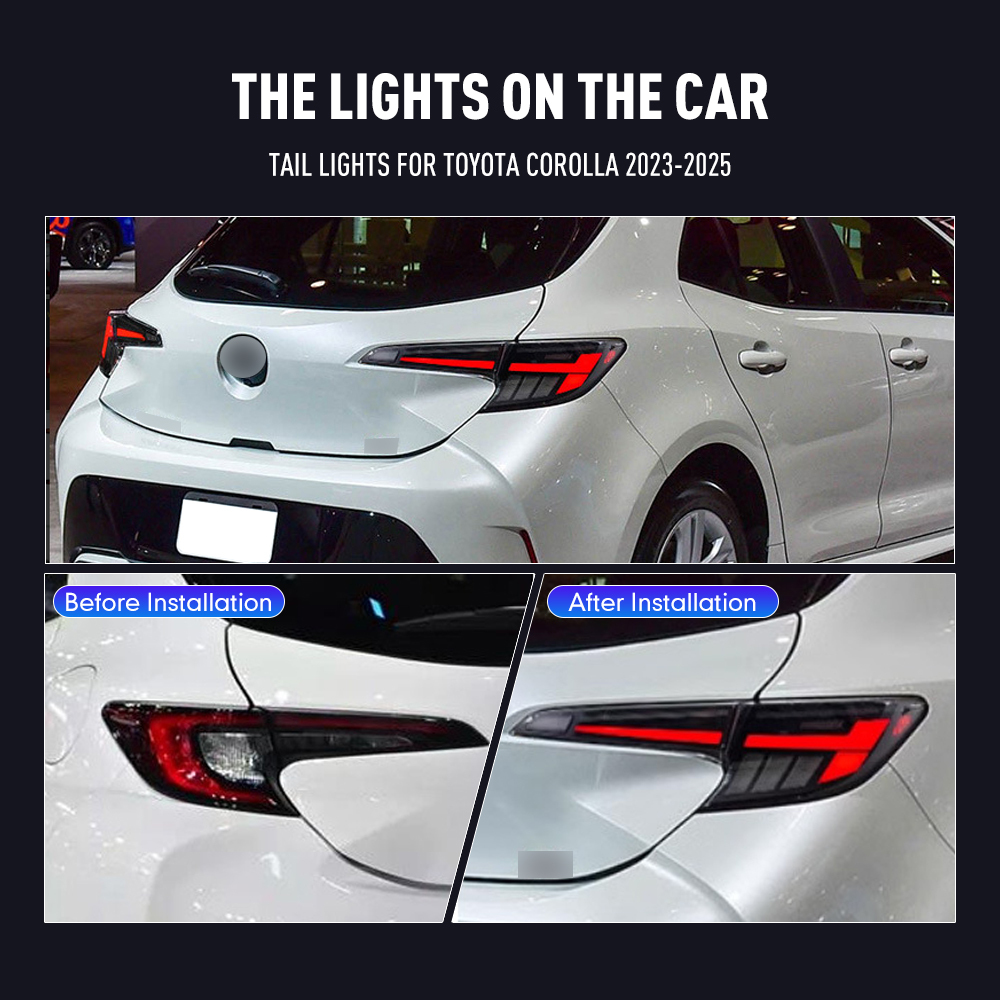 Pair Of LED Tail Lights For Toyota Corolla 2023-2025 DRL Reverse Brake Turning Signal Plug And Play Car Rear Tail Light Assembly  