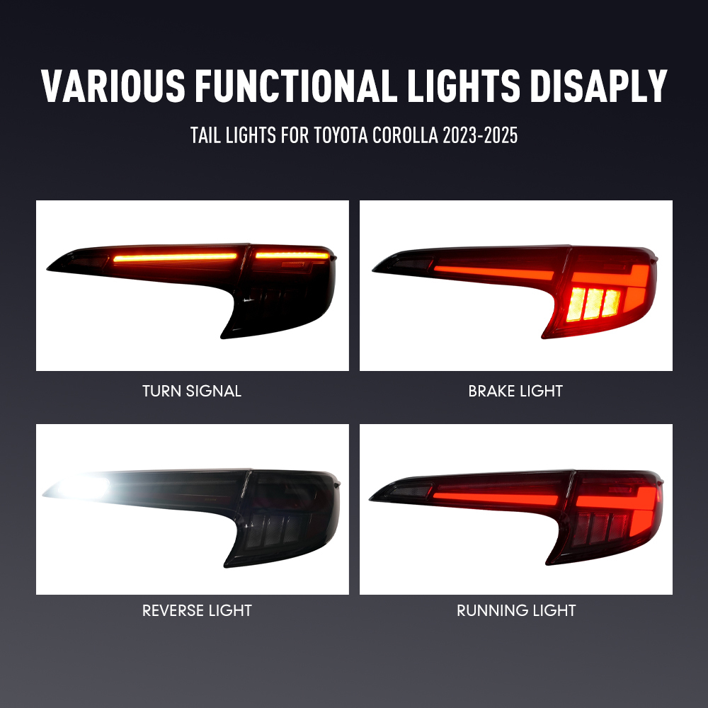 Pair Of LED Tail Lights For Toyota Corolla 2023-2025 DRL Reverse Brake Turning Signal Plug And Play Car Rear Tail Light Assembly  