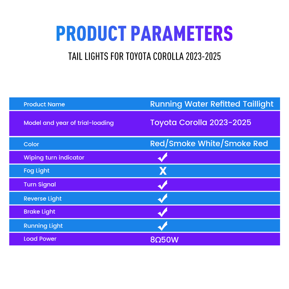 Pair Of LED Tail Lights For Toyota Corolla 2023-2025 DRL Reverse Brake Turning Signal Plug And Play Car Rear Tail Light Assembly  