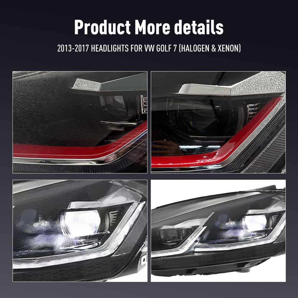 Pair Of LED Car Headlight Assembly For VW GOLF 7 2013-2017 Halogen Xenon GTI Front Head Lamp DRL Turning Signal Headlights  