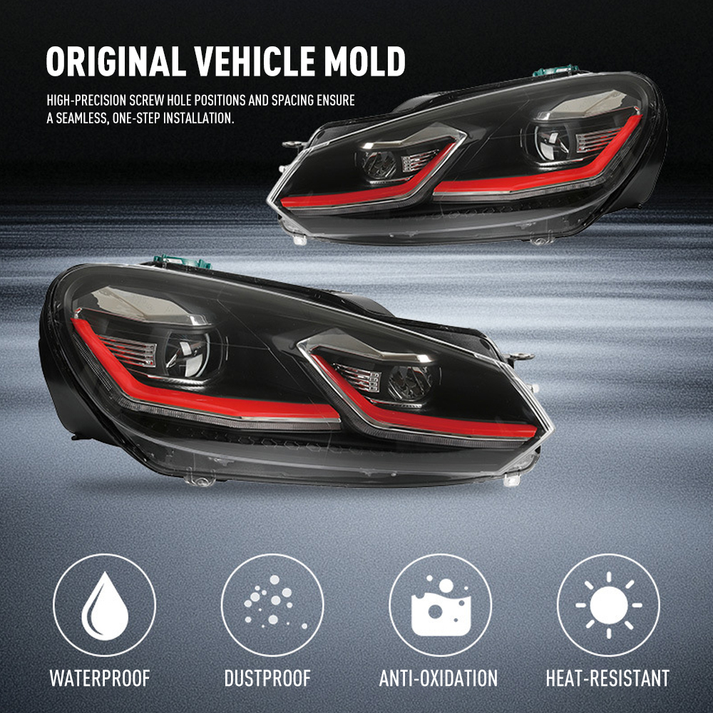 Pair Of LED Car Headlight Assembly For VW GOLF 6 2008-2013 Front Head Lamp DRL Turning Signal Headlights Plug and Play Headlamp  