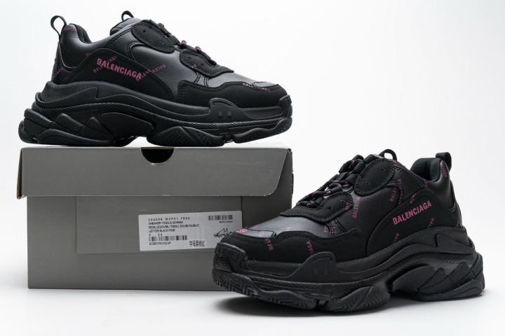 Reps Sneakers Balenciaga Triple S Letter Black Pink 524039 W2FA1 7635