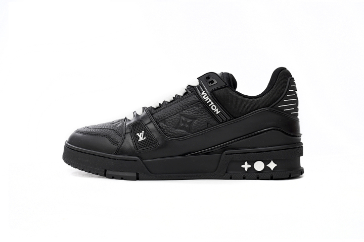 Louis Vuitton Trainer All Black Embossing Reps Sneaker 1AARER