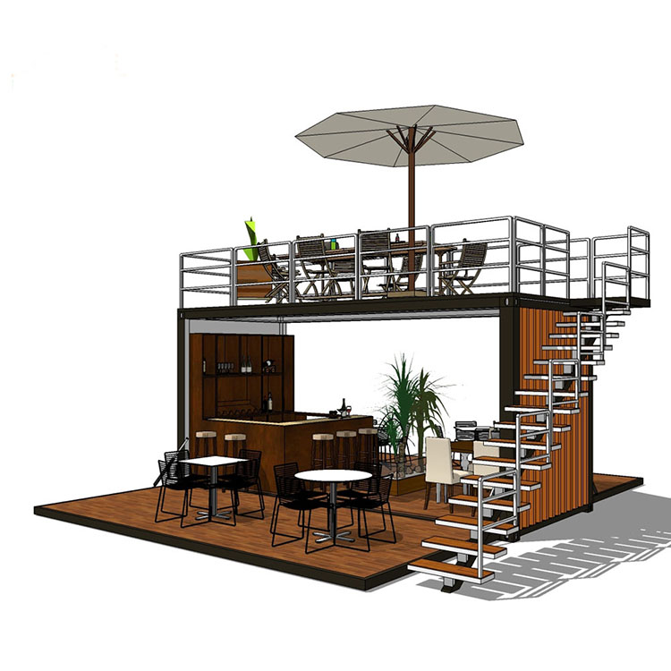 Two Story Portable cafe prefabricated house Coffee Office prefab Container House Design