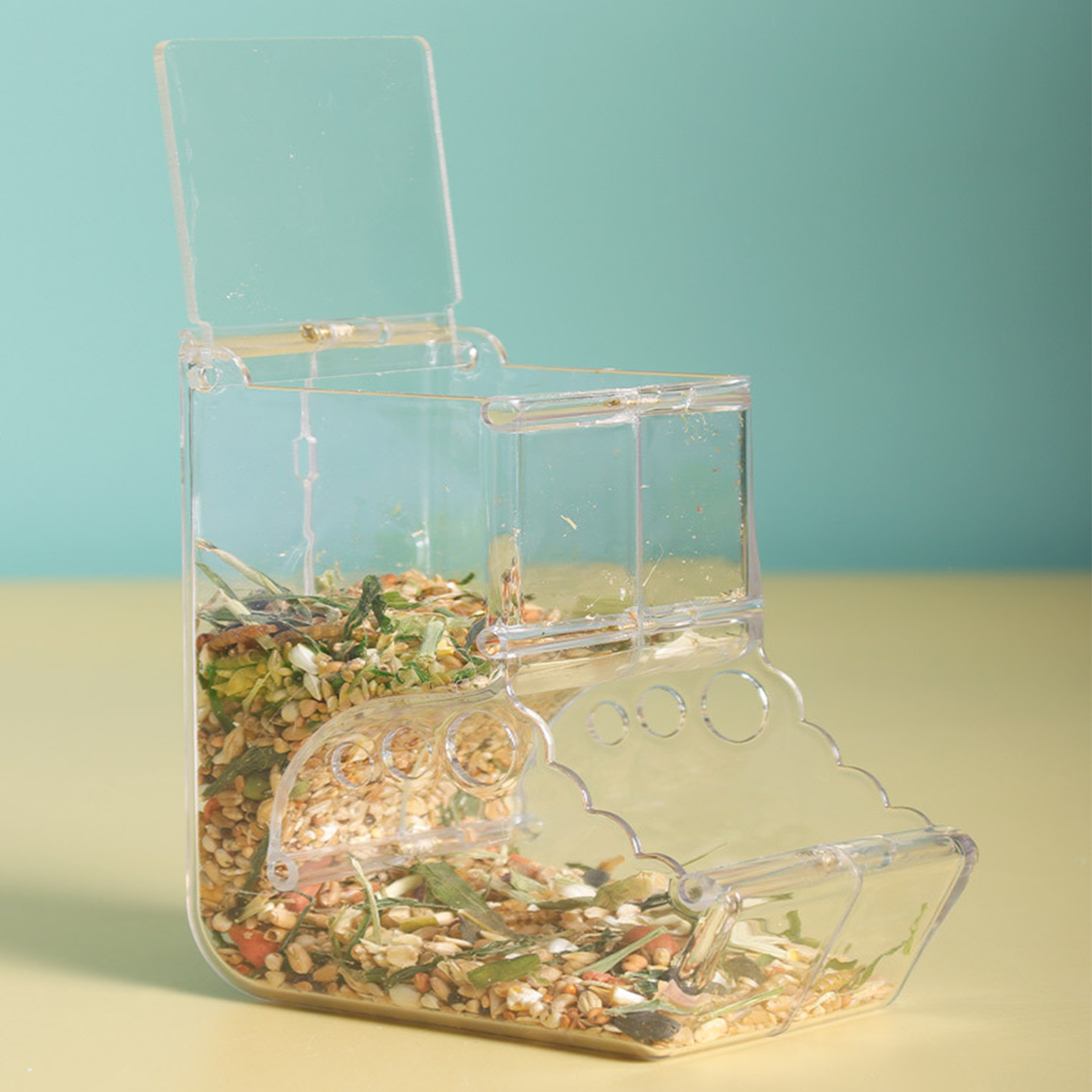 Hamster Automatic Feeder Small Animals Automatic Dispenser Acrylic Clear Pet Food Storage Bowl