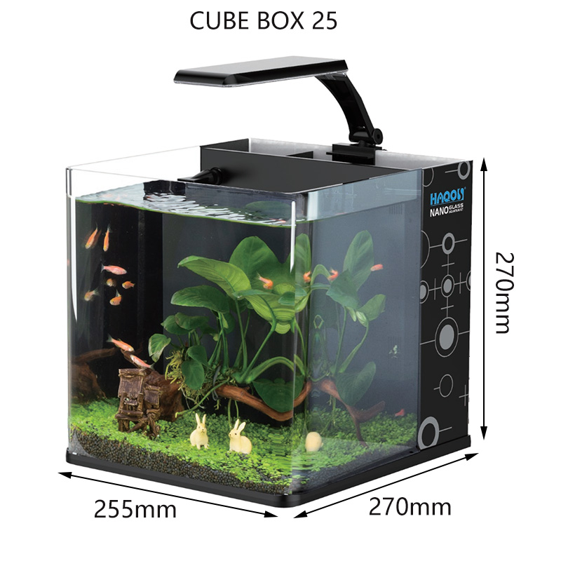 Nano Cube Glass Tank Small Fish Tank with Tricolors Lighting and