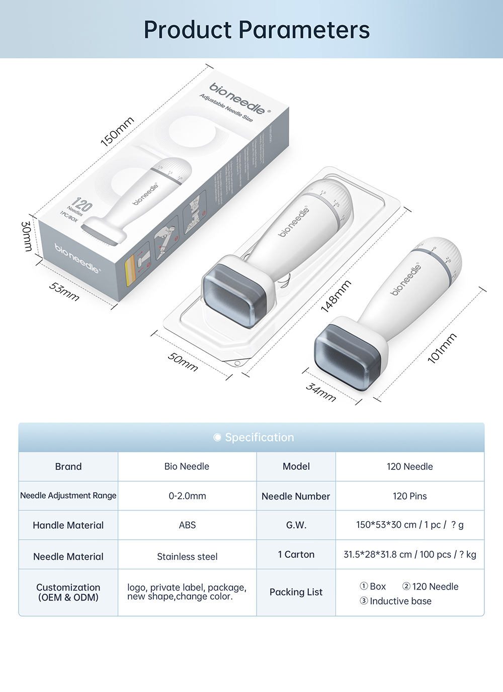 Derma Stamp 0-2 mm Adjust Needle Length derma Stamp Bio Needle 120Pin Microneedling Derma Roller for Beard Hair Growth Face Body Skincare Wholesale Derma Stamp Microneedles Derma Roller - Honkay 