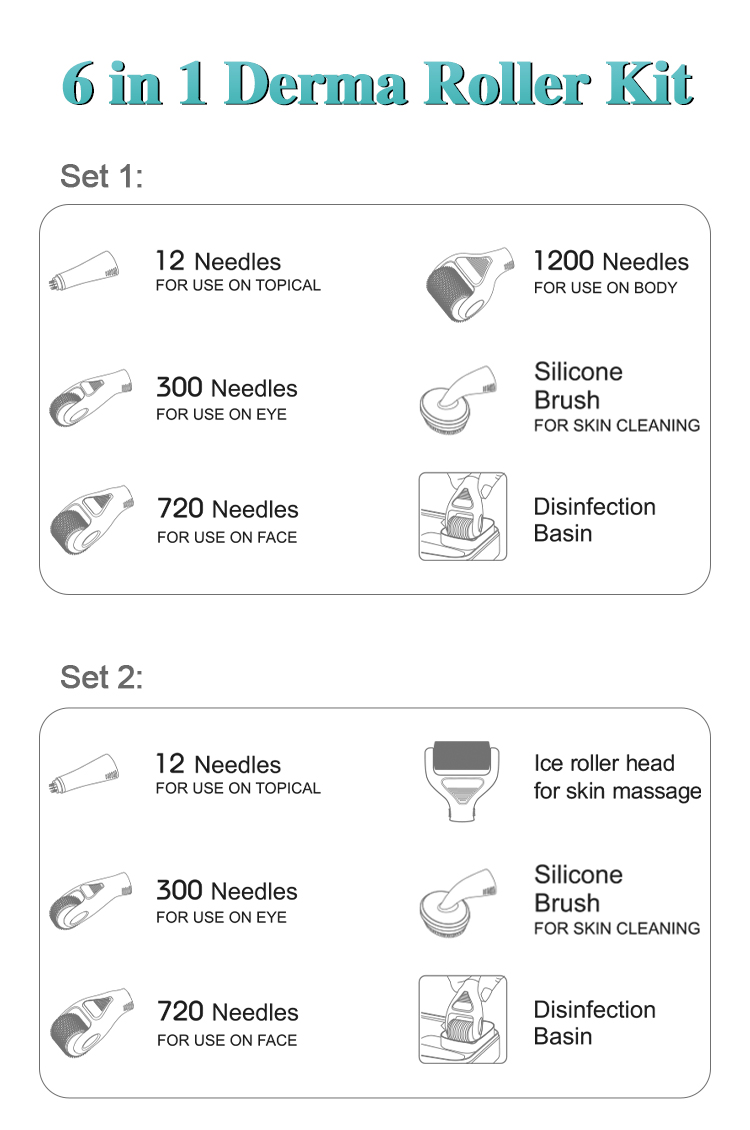 Microneedling Roller 6 in 1 Derma Roller Kit 12/300/720/1200 Needles for Distributor Purchase Microneedling Roller 6 in 1 Derma Roller Kit 12/300/720/1200 Needles derma roller,derma roller kit,6in1 derma roller
