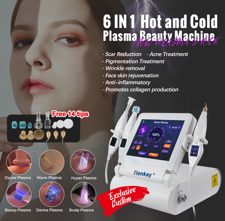 6 in 1 face lift acne treatment wrinkle removal derma hyper fusion plasma hot and cold plasma pen beauty machine New Hot and Cold Fusion Plasma Pen Beauty Machine - Honkay plasma pen price,fibroblast pen professional,fusion plasma device