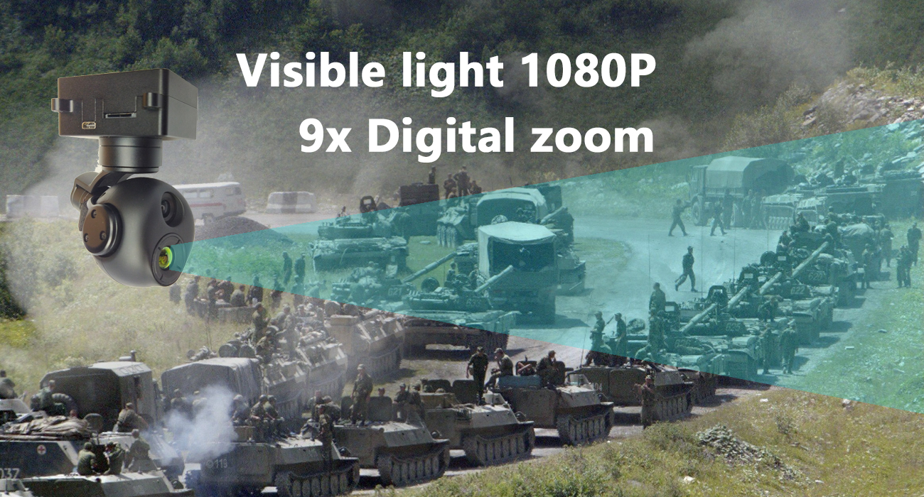 KHP290G609 1080P visible light + 640x512 thermal imaging dual light  200g small gimbal, IP output