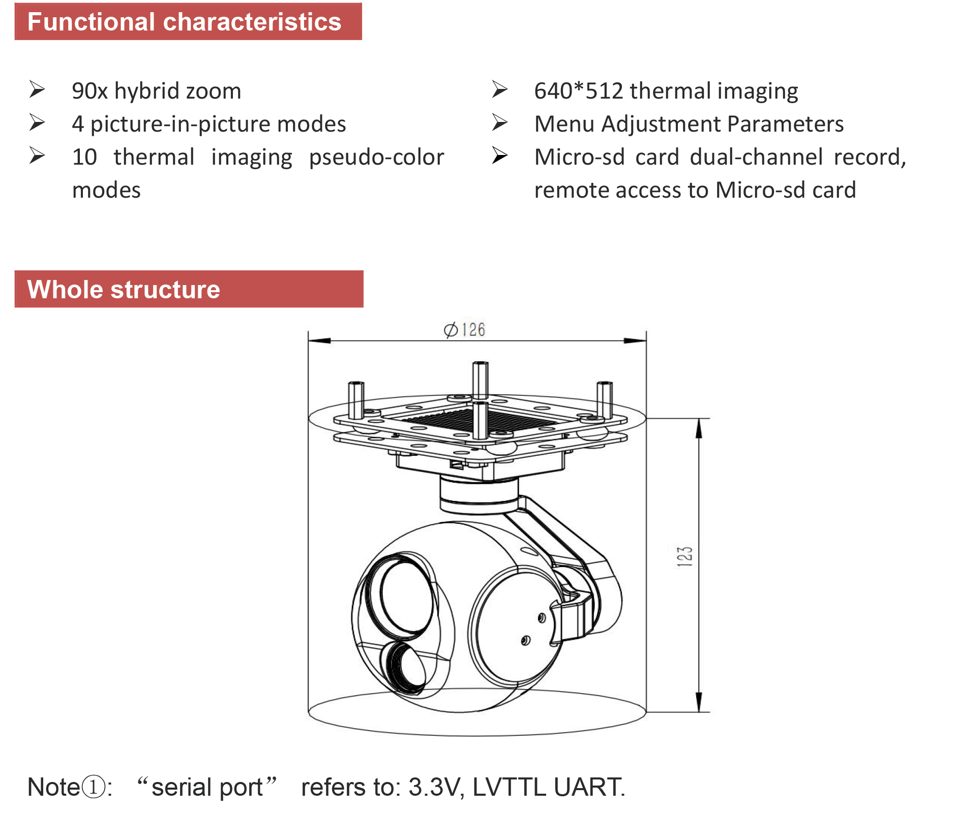 DIY10G613 10x visible light Optical zoom camera + 640*512 thermal dual light camera 3-Axis Stabilized IP Output Gimbal