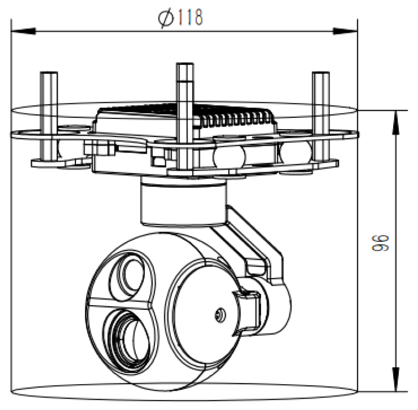 DHU662G609P-E 1080P Prime lens visible light +640 thermal imaging 3-Axis Gimbal, HDMI and IP dual output