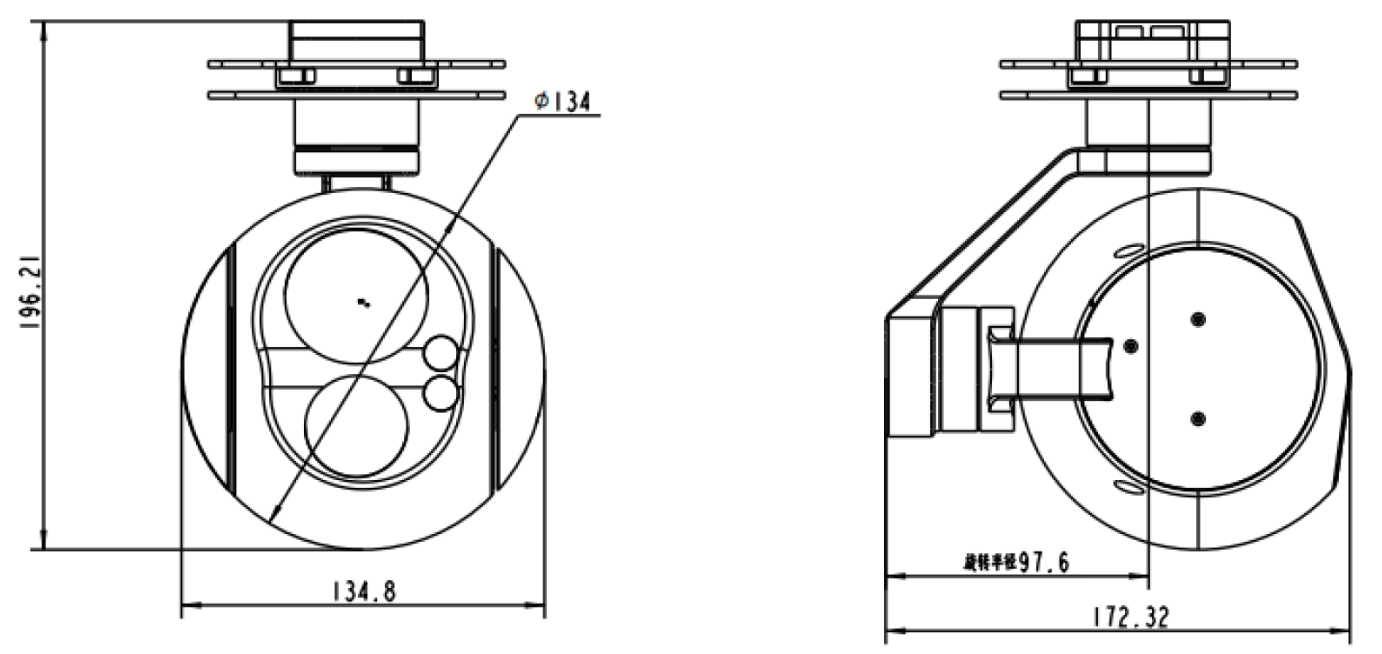 DIP04G12N    Three-in-one Gimbal Camera with 28x hybrid zoom+1280*1024thermal imaging+supplementary lights
