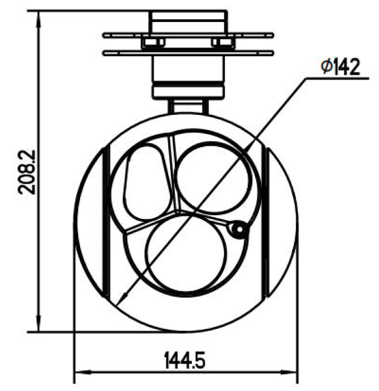 E40S48G12L30  High-performance quad-light pod 40x lossless zoom + 48M fixed focus, 1280X1024 thermal imager + 3000m laser range finder