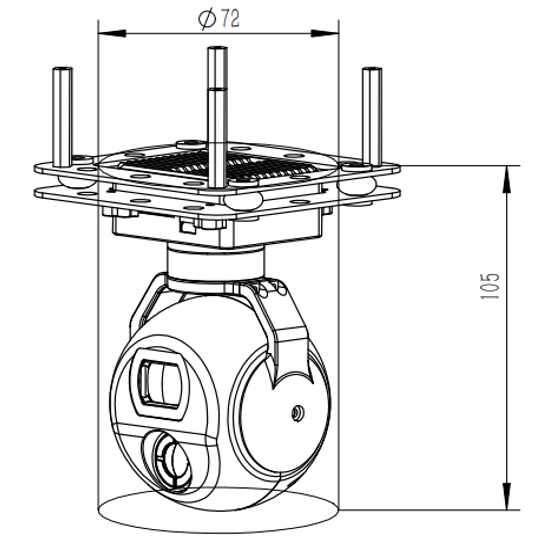 DYD05G609  2-Axis Gimbal 45x hybrid zoom + 640x512 thermal imaging