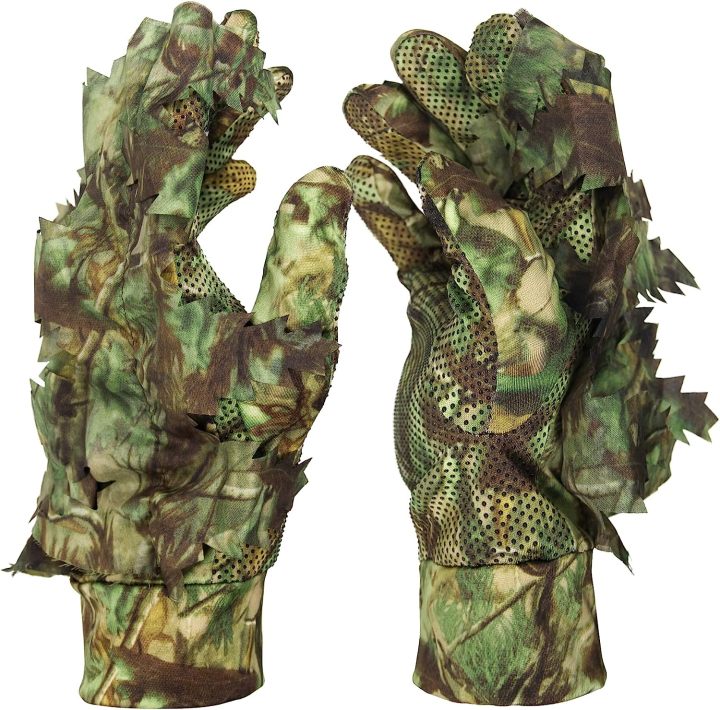 3D Leafy Camouflage Gloves, Anti Slip Full Finger Hunting Gloves 3D leafy camouflage gloves good concealment effect hunting gloves 3d leafy camouflage gloves,camouflage gloves