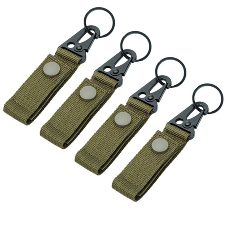 4Pcs Tactical Gear Clip Keychain, Key Holder Webbing Key Buckle with Snap Key Ring and Metal Hanger Hook  