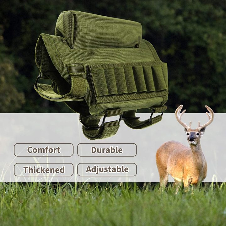 Cheek Riser, Adjustable Tactical Rifle Cheek Rest Holder with 2 Molle Ammo Holder for Hunting Shooting Cheek Riser, Adjustable Tactical Rifle Cheek Rest Holder with 2 Molle Ammo Holder for Hunting Shooting cheek riser