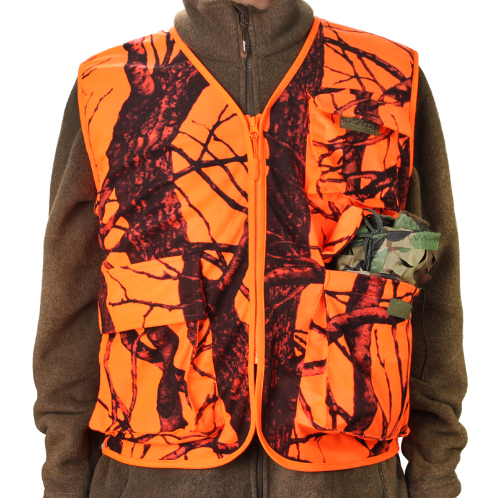 Blaze Orange Hunting Vest with Pockets for Men fishing Camping Outerwear  