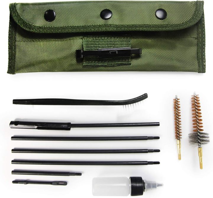 Rifle Gun Cleaning Kits for .22cal/5.56 mm & .30cal/7.62mm, Portable Rifle Cleaner Metal Brushes Set with Durable Pouch