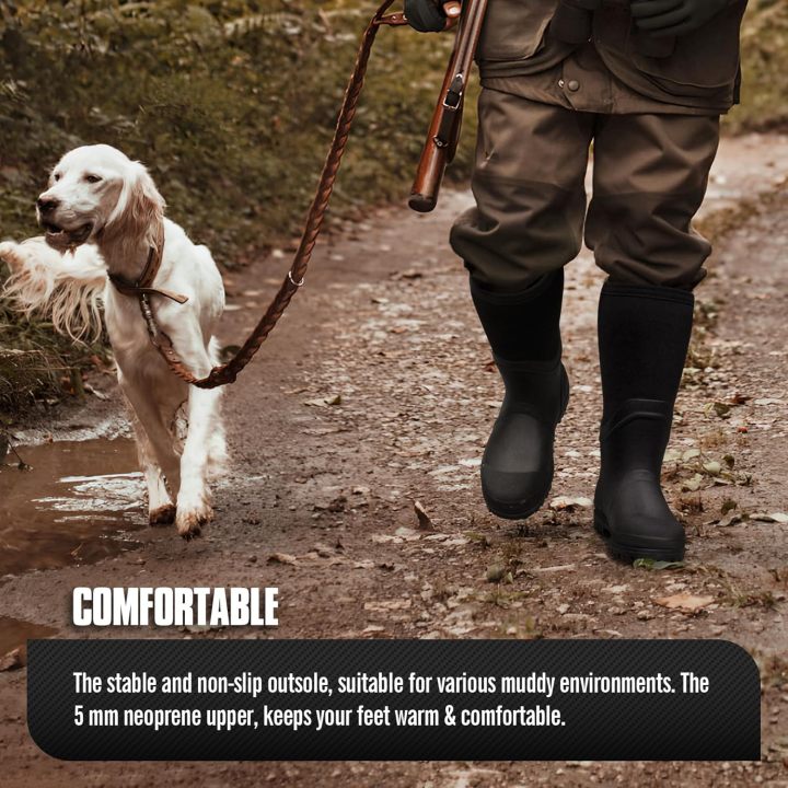 Hunting Rubber Boots, Waterproof Hunting Boots with 6 mm Neoprene for Men, Insulated Rain Boots for Outdoors
