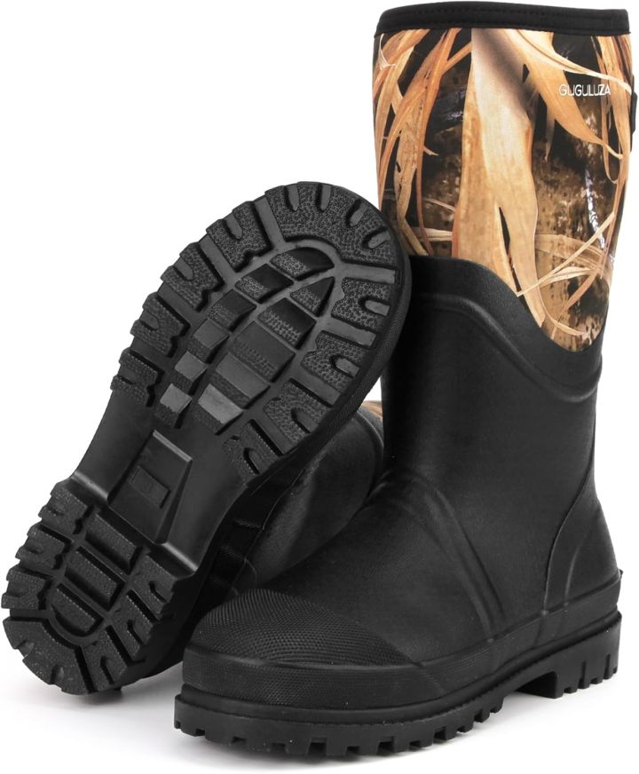 Hunting Rubber Boots, Waterproof Hunting Boots with 6 mm Neoprene for Men, Insulated Rain Boots for Outdoors