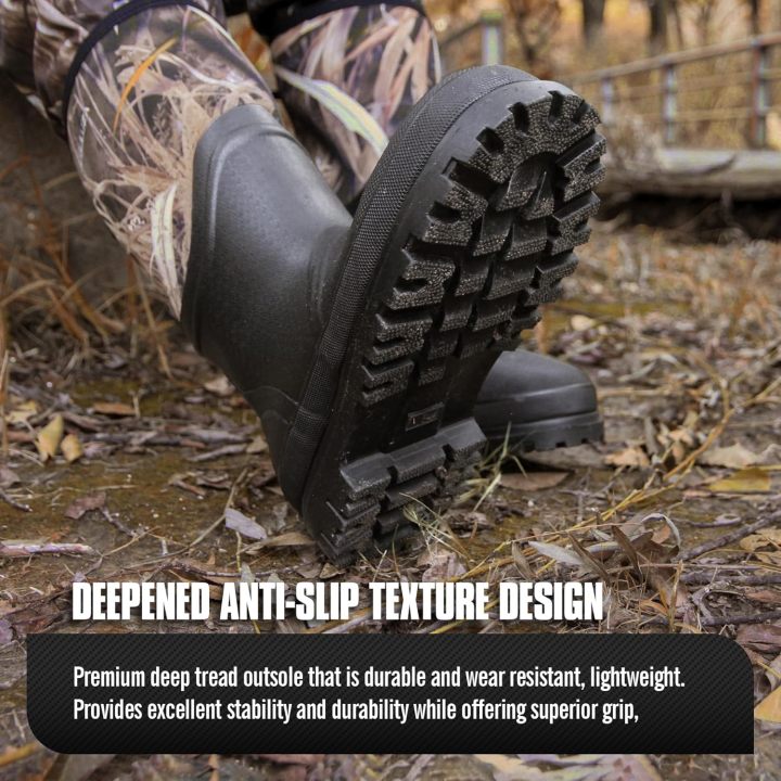 Hunting Rubber Boots, Waterproof Hunting Boots with 6 mm Neoprene for Men, Insulated Rain Boots for Outdoors