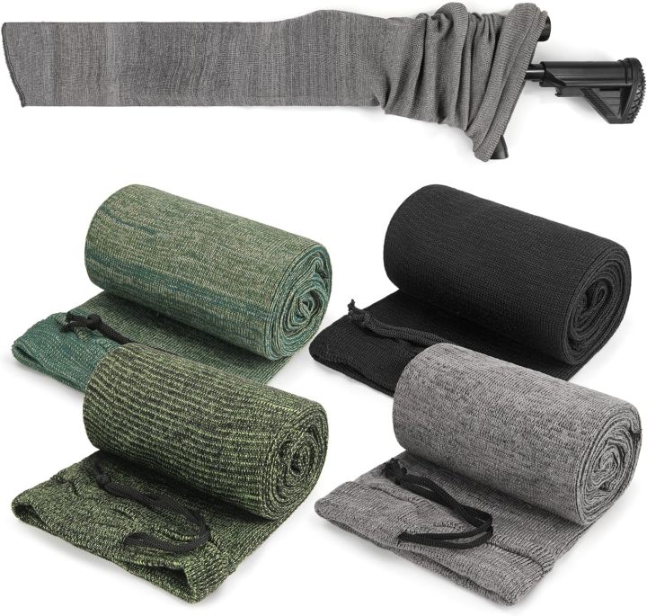 Extra-Wide Silicone Treated Knit Gun Sock, 47” x 6”Flexible Design Gun Sleeve for Rifles and Shotguns with Scopes, Hunting and Shooting Holder Socks for Gun Storage