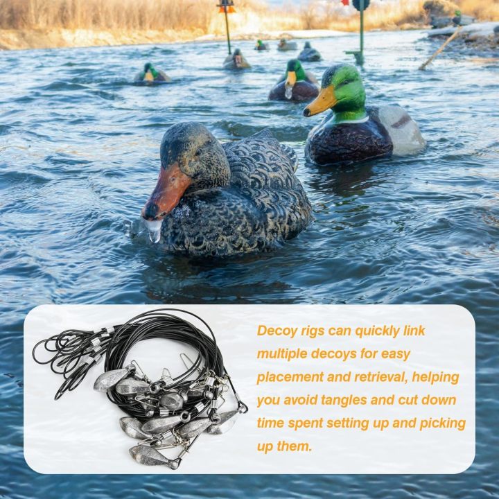 Decoy Rigs Steel Cable with PVC Coated, 12-Pack Waterfowl Decoy Weights Anchors Rigging Kit