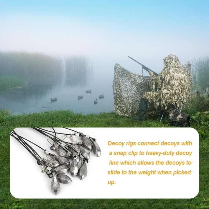 Decoy Rigs Steel Cable with PVC Coated, 12-Pack Waterfowl Decoy Weights Anchors Rigging Kit