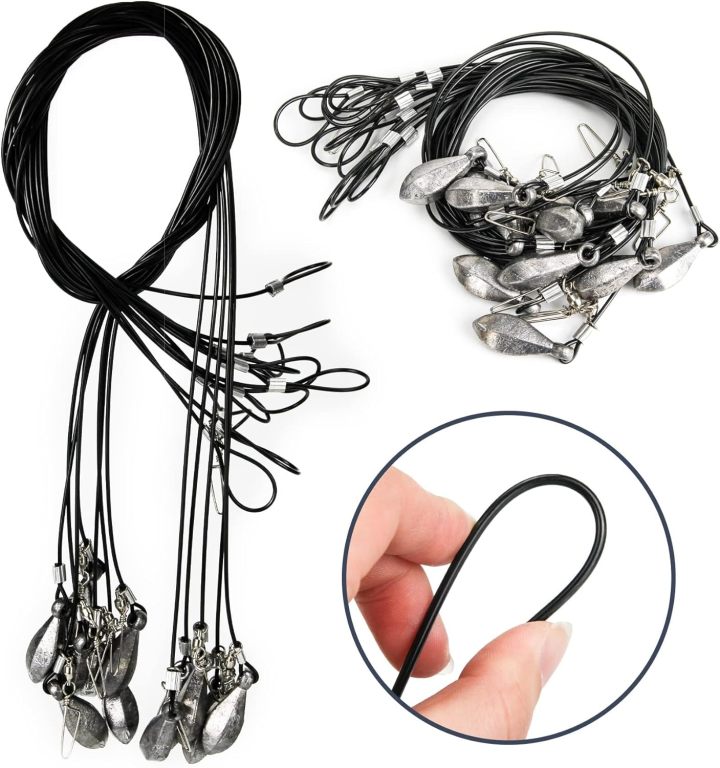 Decoy Rigs Steel Cable with PVC Coated, 12-Pack Waterfowl Decoy Weights Anchors Rigging Kit