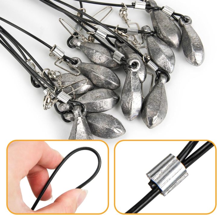 Decoy Rigs Steel Cable with PVC Coated, 12-Pack Waterfowl Decoy Weights Anchors Rigging Kit