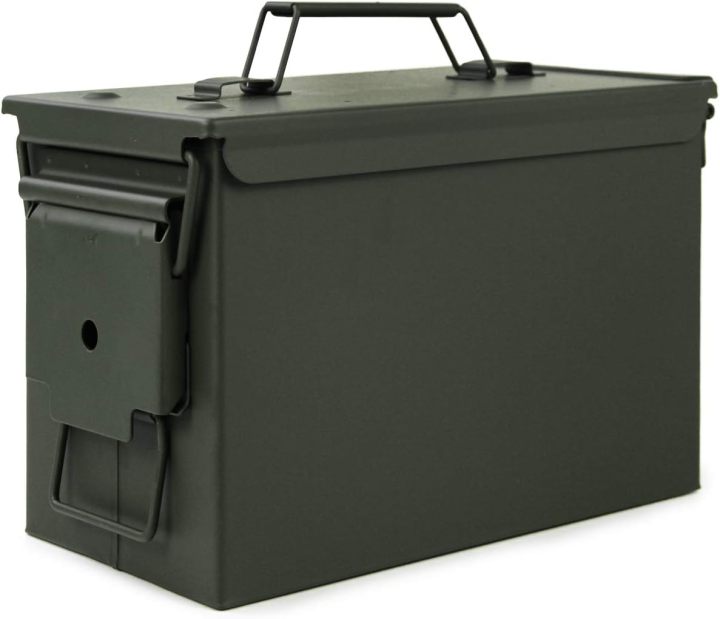 Metal Ammo Can 30/50 Cal, Lockable Ammo Storage Case, Military Waterproof & Airtight Ammo Containers Box for Shotgun, Rifles, Pistols