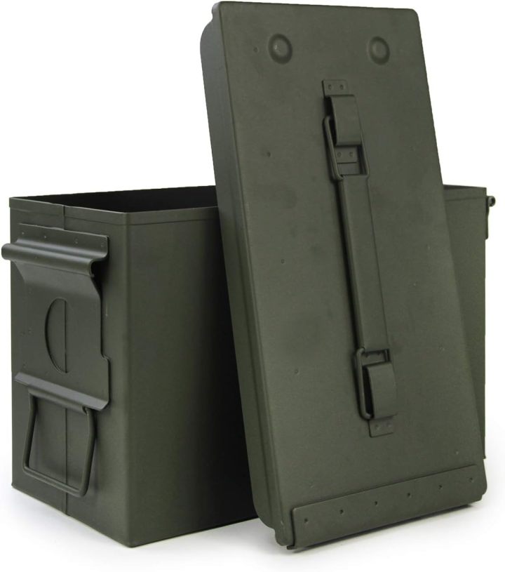 Metal Ammo Can 30/50 Cal, Lockable Ammo Storage Case, Military Waterproof & Airtight Ammo Containers Box for Shotgun, Rifles, Pistols