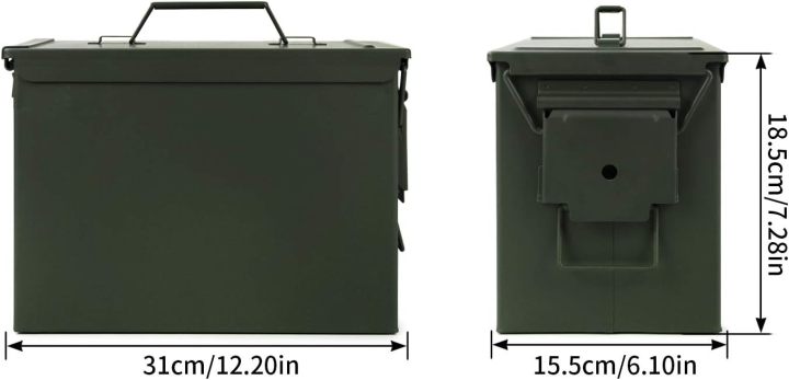 Metal Ammo Can 30/50 Cal, Lockable Ammo Storage Case, Military Waterproof & Airtight Ammo Containers Box for Shotgun, Rifles, Pistols