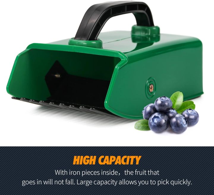  Berry Picker with Metallic Comb, Plastic Blueberry Picker Scoop with Ergonomic Handle, Huckleberry Picking Rakes for Easier Berry Harvester, 9" x 5.5" (Green)