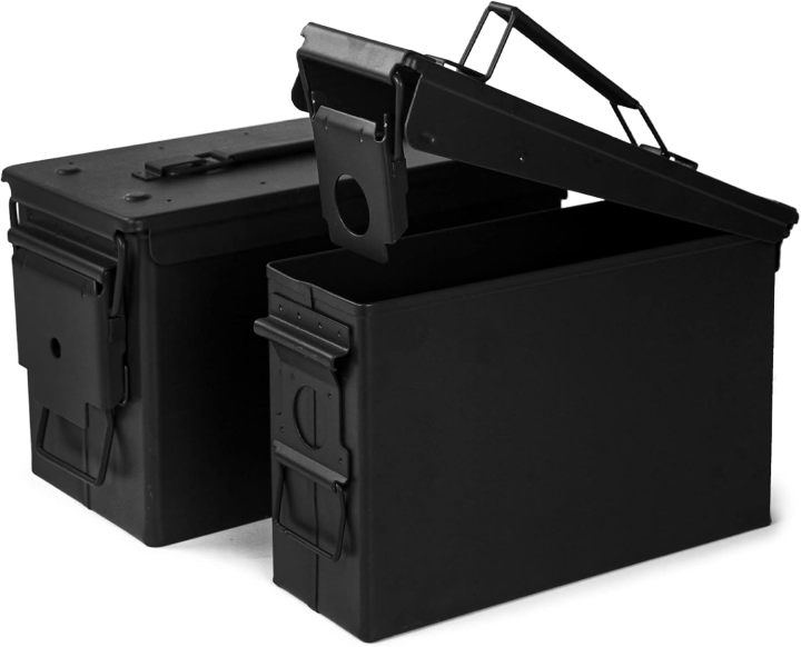 Metal Ammo Can 30/50 Cal, Lockable Ammo Storage Case, Military Waterproof & Airtight Ammo Containers Box for Shotgun, Rifles, Pistols