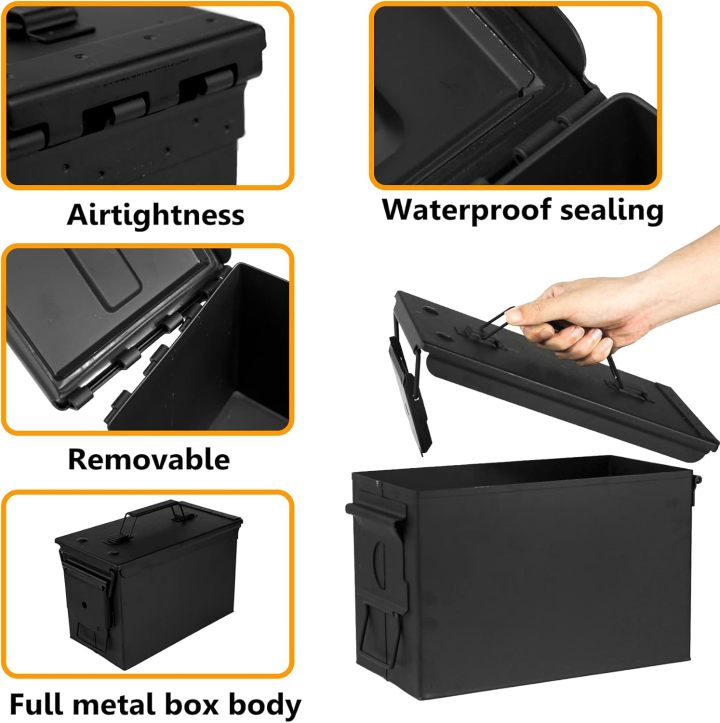 Metal Ammo Can 30/50 Cal, Lockable Ammo Storage Case, Military Waterproof & Airtight Ammo Containers Box for Shotgun, Rifles, Pistols